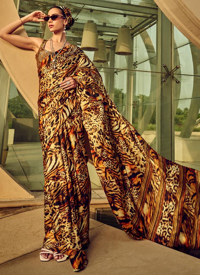 Crepe Satin Multi Color Traditional Wear Digital Printed Saree